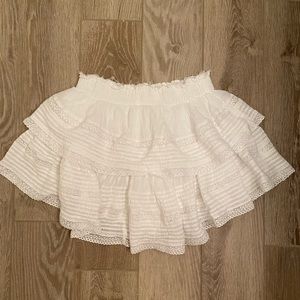 WHITE AERIE RUFFLE MINI SKIRT